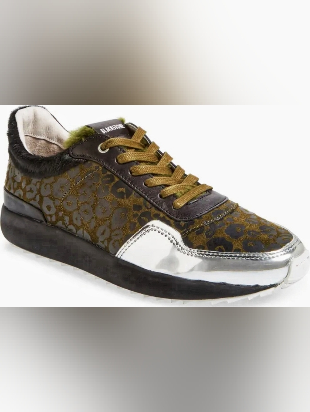 Sz 7 -🆕️ Blackstone SL91 Genuine Shearling Leopard Metallic Accent Sneaker $209